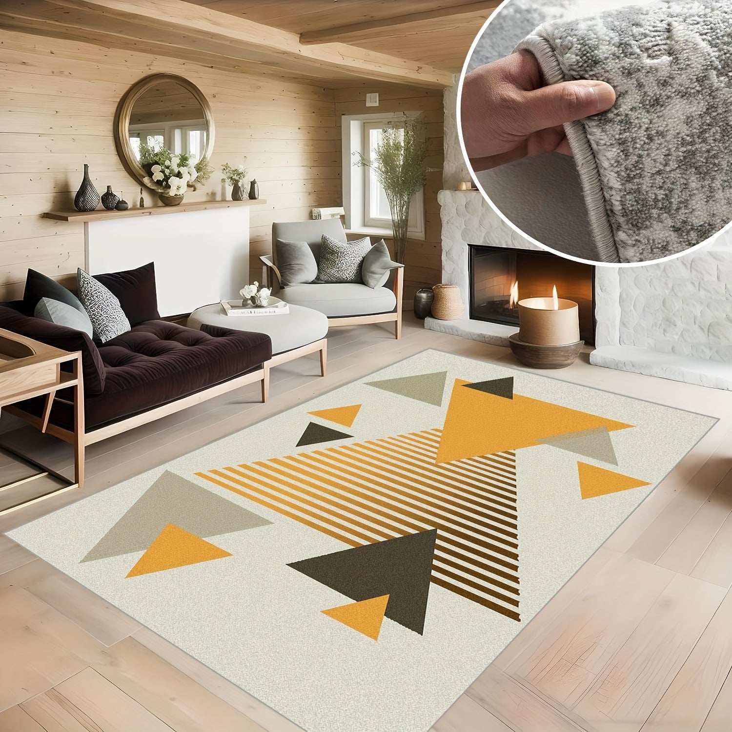 Nordic Geometric Triangular Carpet - Anti Slip