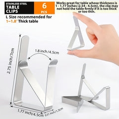 6pcs Stainless Steel Tablecloth Clips for Securely Holding Tablecloths