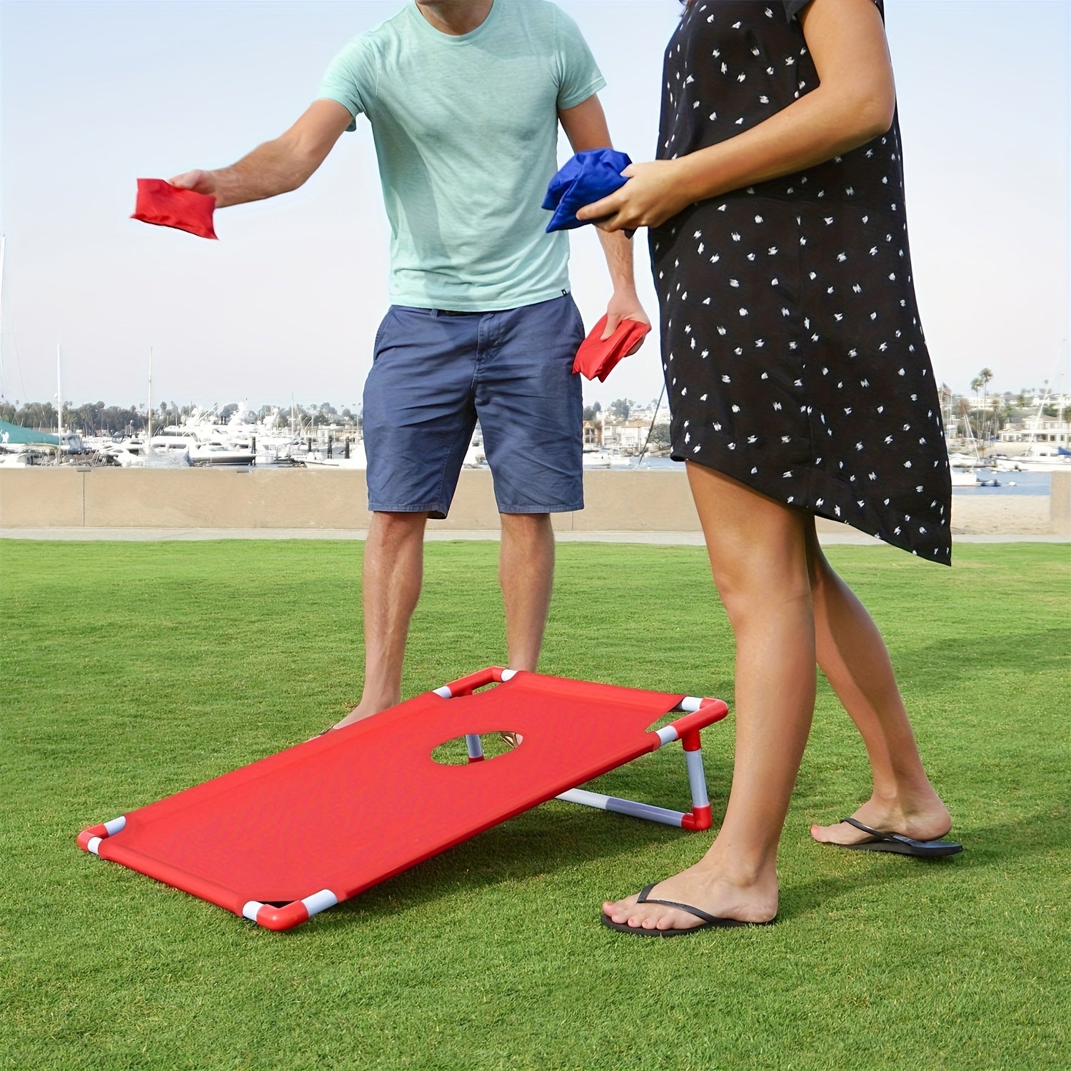 Portable Cornhole Board Game Set with Bean Bags - Beach Game Set