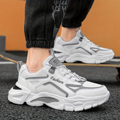 Men's Chunky Lace Up Sneakers Comfy Non Slip Soft Sole
