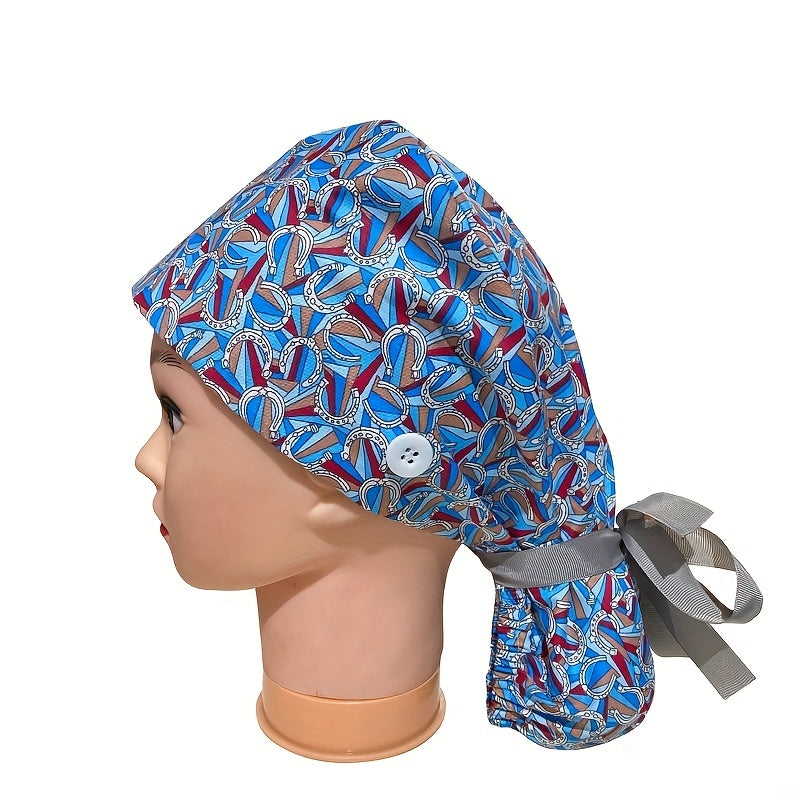 Green Print Work Cap Cartoon Adjustable Elastic Lace Up Cap