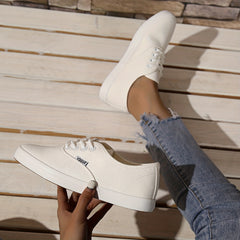 Women's Canvas Sneakers Lace Up Low Top Walking Shoes