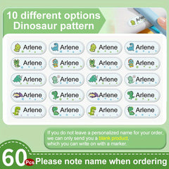 Custom Dinosaur Embroidered Name Stickers Waterproof Medium Size 4-6x1