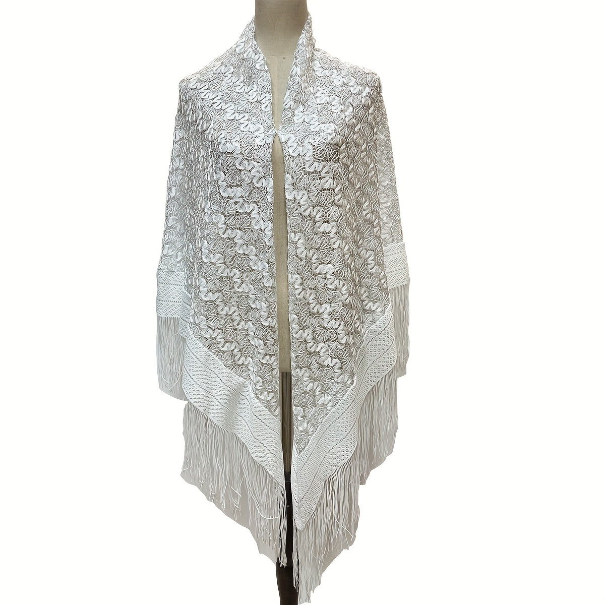 Embroidered Tassel Shawl Large Scarf for Women