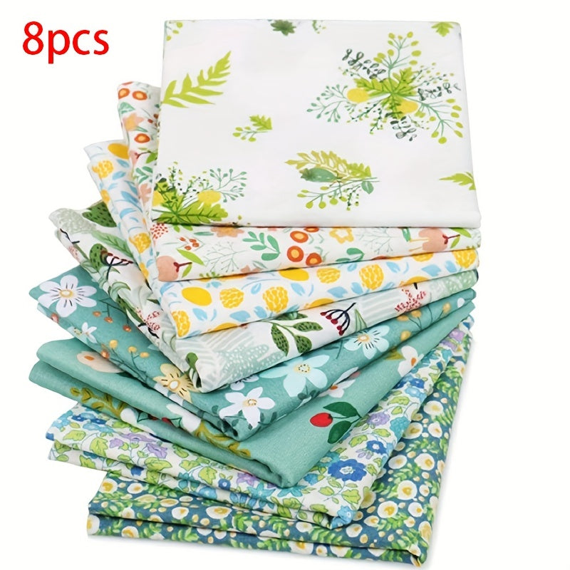8pcs Cotton Twill Printed Fabric Patchwork Floral Bedding DIY Cloth