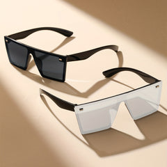 Y2K Flat Top Rimless Shield Sunglasses for Women Men