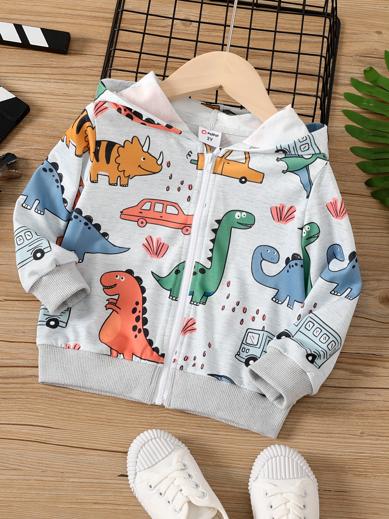 Boys Dino Car Print Sweatsuit Hoodie Coat
