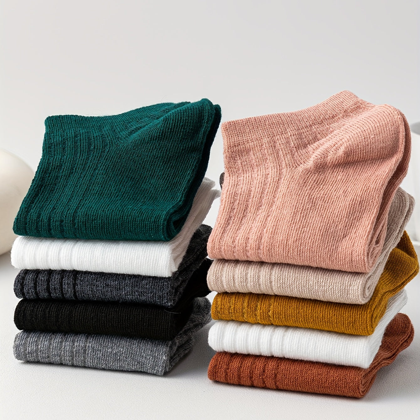 10 Pairs Solid Ankle Socks Lightweight Crew Sports Socks Women's Stockings