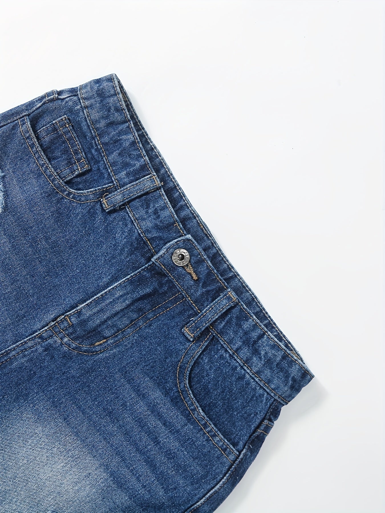 Girls' Ripped Roll Up Denim Shorts for Summer