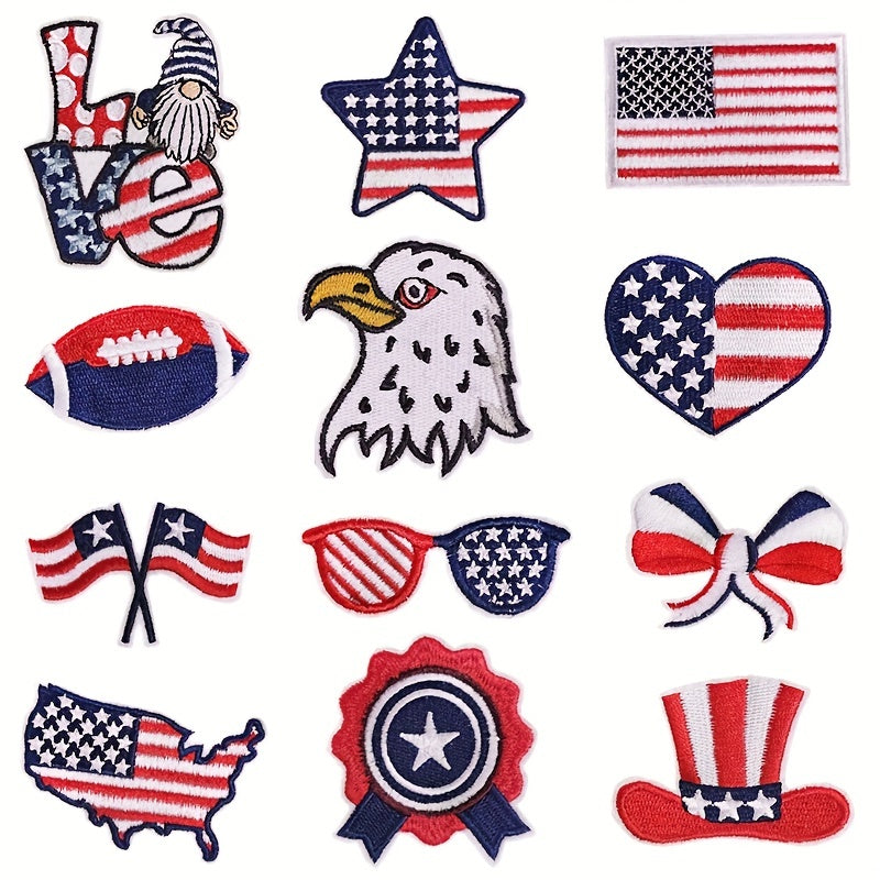 Men's Independence Flag Baseball Cloth Stickers