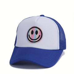 Men's Laser Happy Face Labeling Sponge Adjustable Baseball Cap