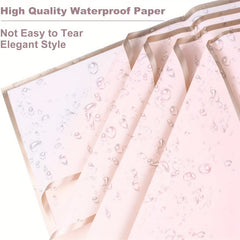 20 Sheets Pink Waterproof Floral Wrapping Paper Golden Edge Bouquet Gift Packagi