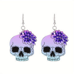 Heart Skull Bat Halloween Dangle Earrings Goth Style Ghost Ornaments