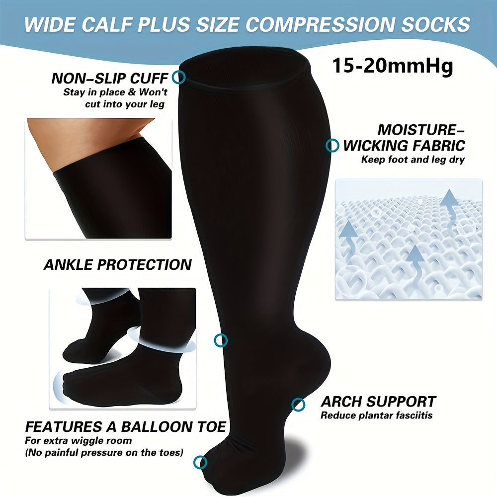  Copper Compression Socks 15-20 mmHg Extra Wide Calf