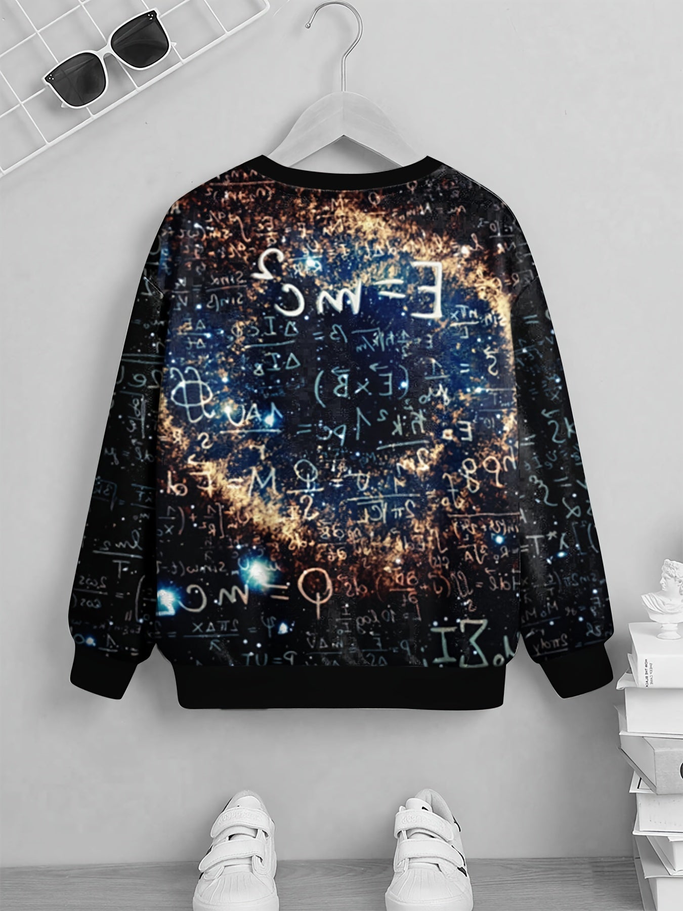 Space & Formula Print Kid's Sweatshirt Pullover Long Sleeve Top