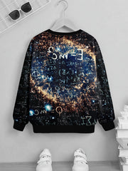 Space & Formula Print Kid's Sweatshirt Pullover Long Sleeve Top