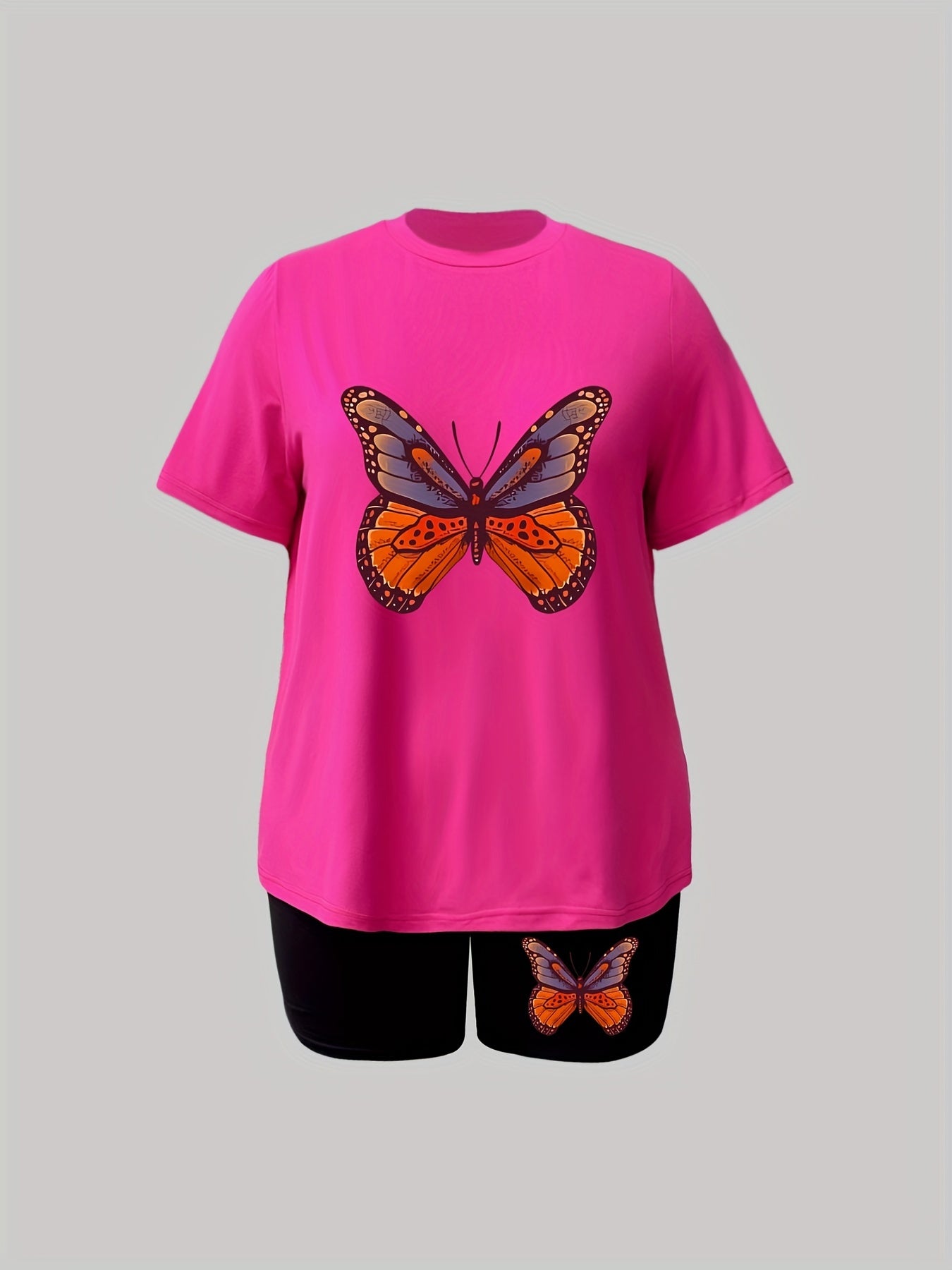Women's Plus Butterfly Print Tee & Shorts Set