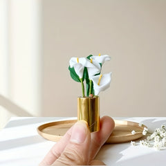 Mini Artificial Flower Potted Plant with Metal Base and Crystals