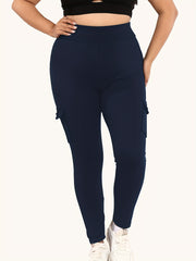  High Rise Skinny Fitness Leggings With Flap Pockets