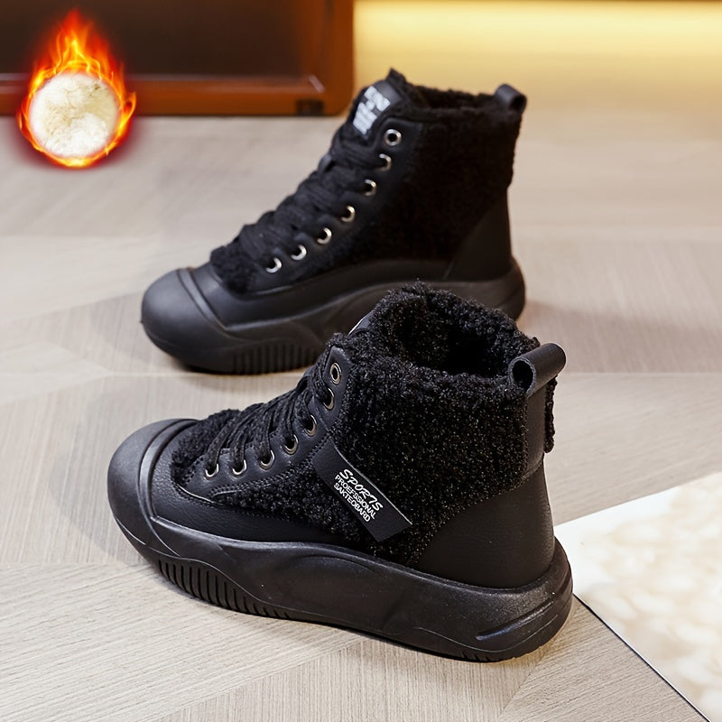 Women's Fleece Snow Boots Comfortable High Board Shoes