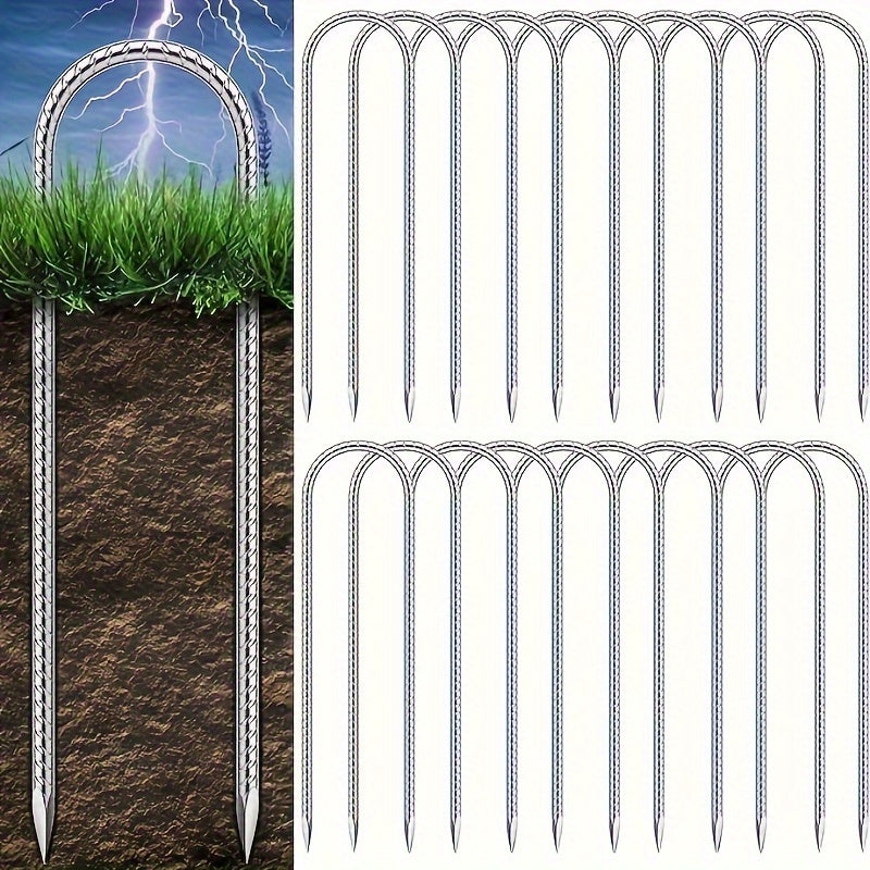 20pcs Trampoline Stakes U Shape Anchor Heavy Duty Metal Anchors