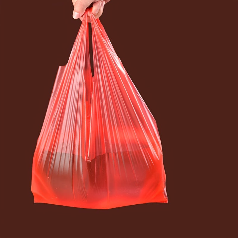 100pcs Red Supermarket Shopping Bags Takeaway Bags Convenience Bags