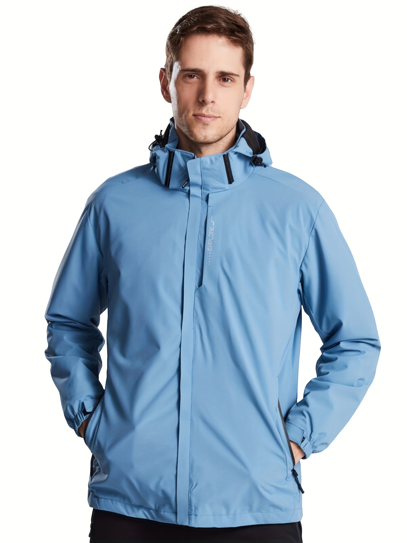 Men's Lightweight Waterproof Rain Jacket Shell Hooded Outdoor Raincoat