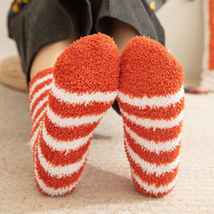 Women's Coral Fleece Stripe Socks - Colorful Lightweight Athletic Socks