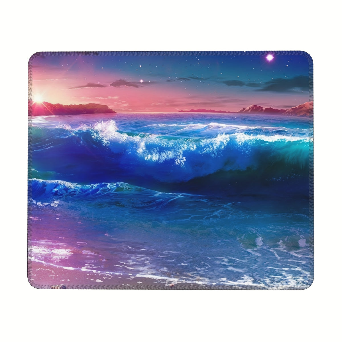 Wave Pattern Square Mouse Pad, Sewn Edge, Desktops, Laptops, Gaming