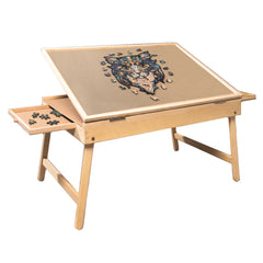 Adjustable Jigsaw Puzzle Table Easel with Folding Legs and 2 Drawers