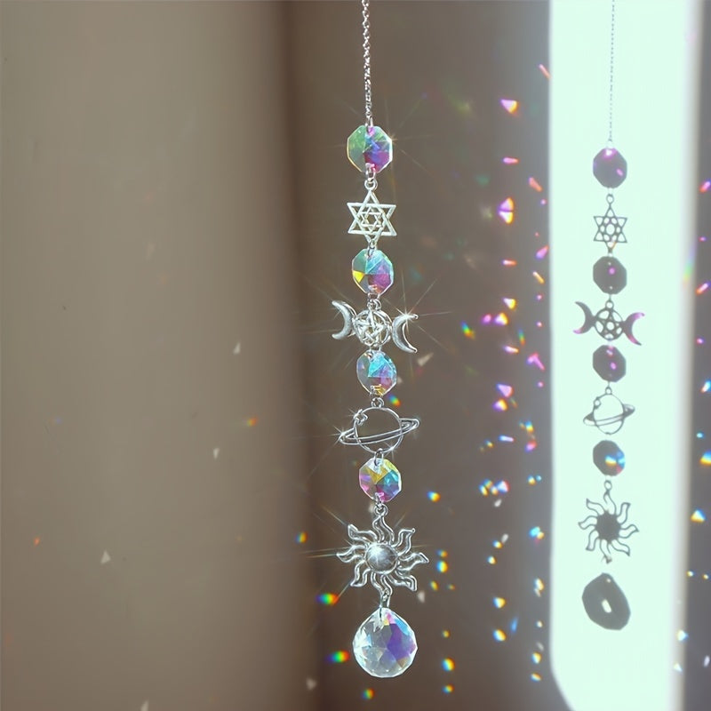 Bird Crystal Pendant Moon Sun Catcher Wind Chime Garden Decor