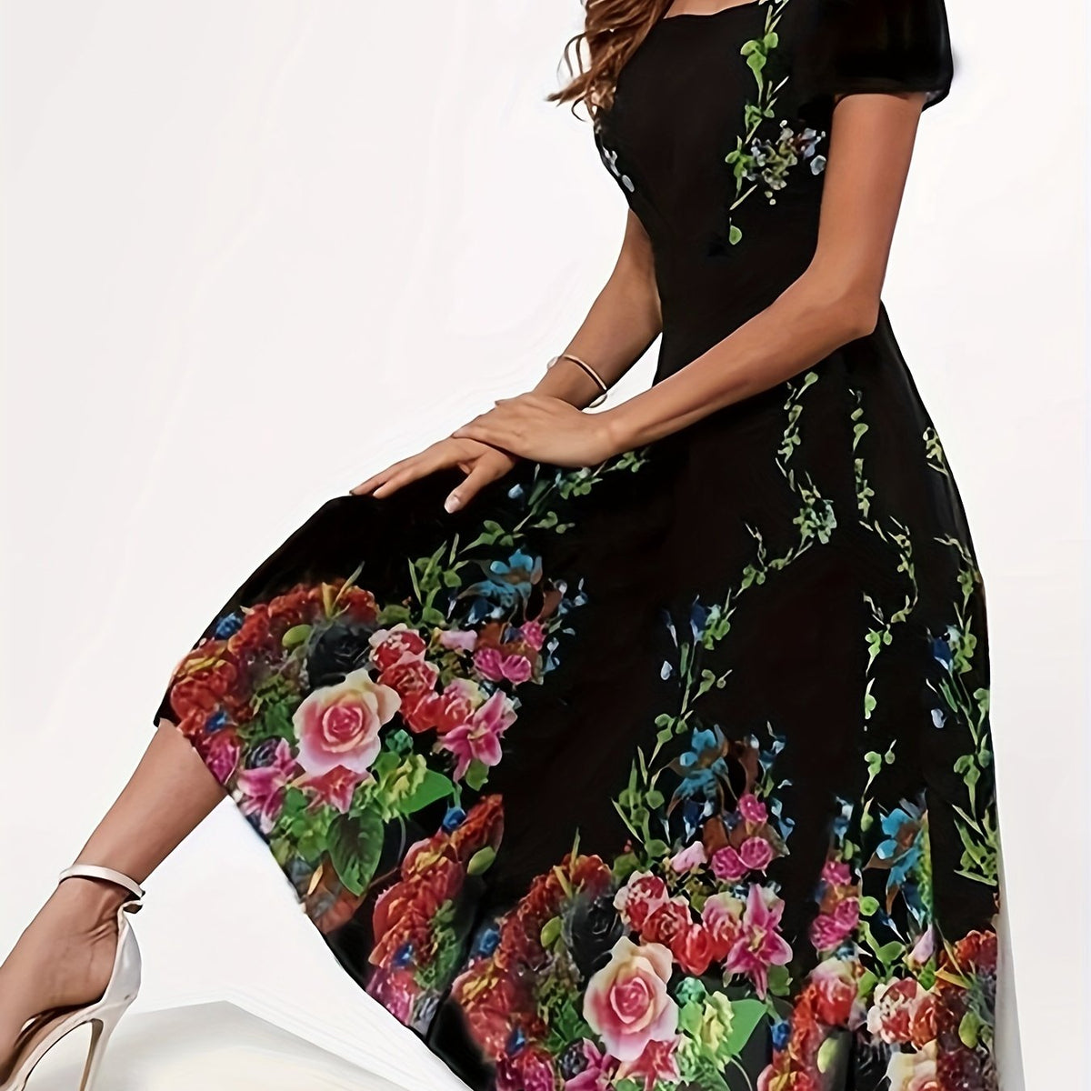  Floral Print Maxi Dress
