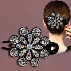 Crystal Rhinestone Barrettes Flower Hair Clips for Women and Girls