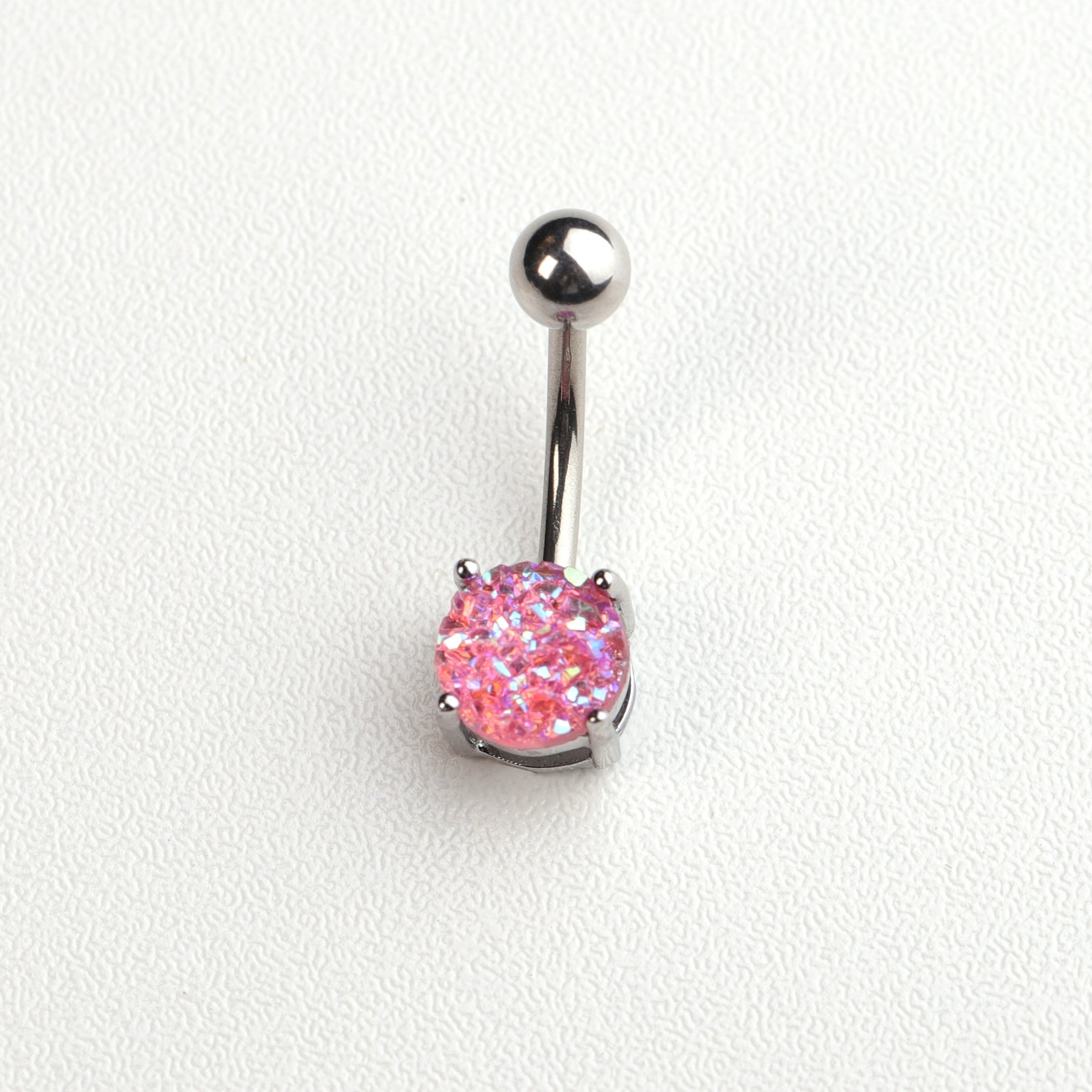 Stainless Steel Horseshoe Belly Button Ring with Zircon Inlay