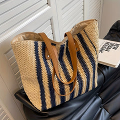 Striped Tote Bag Large Capacity Shoulder Bag