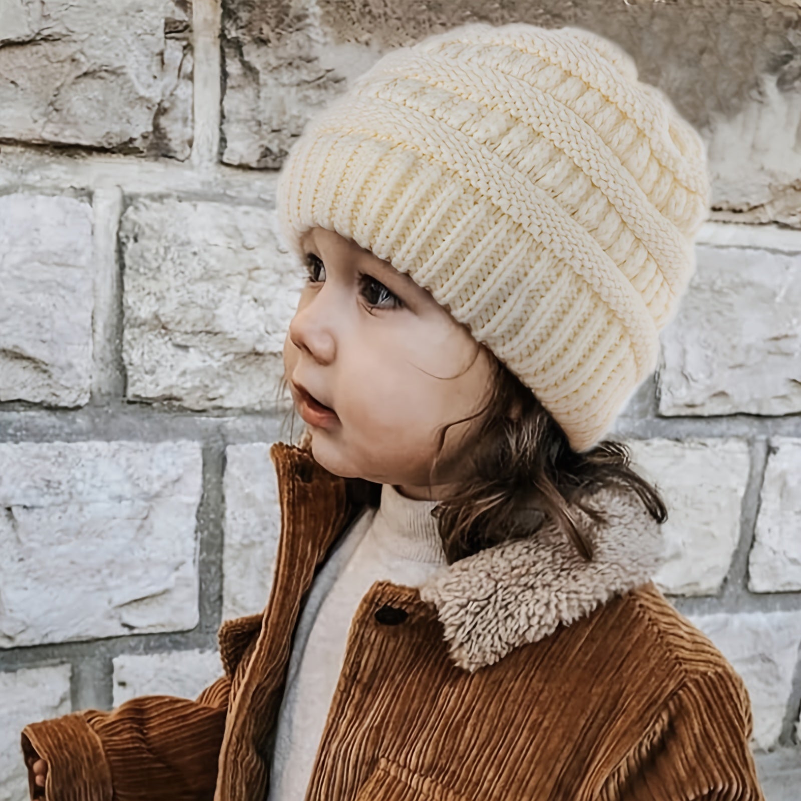 Satin Lined Toddler Beanie Knitted Hat for Winter