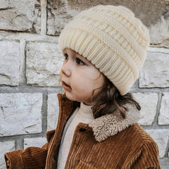 Satin Lined Toddler Beanie Knitted Hat for Winter