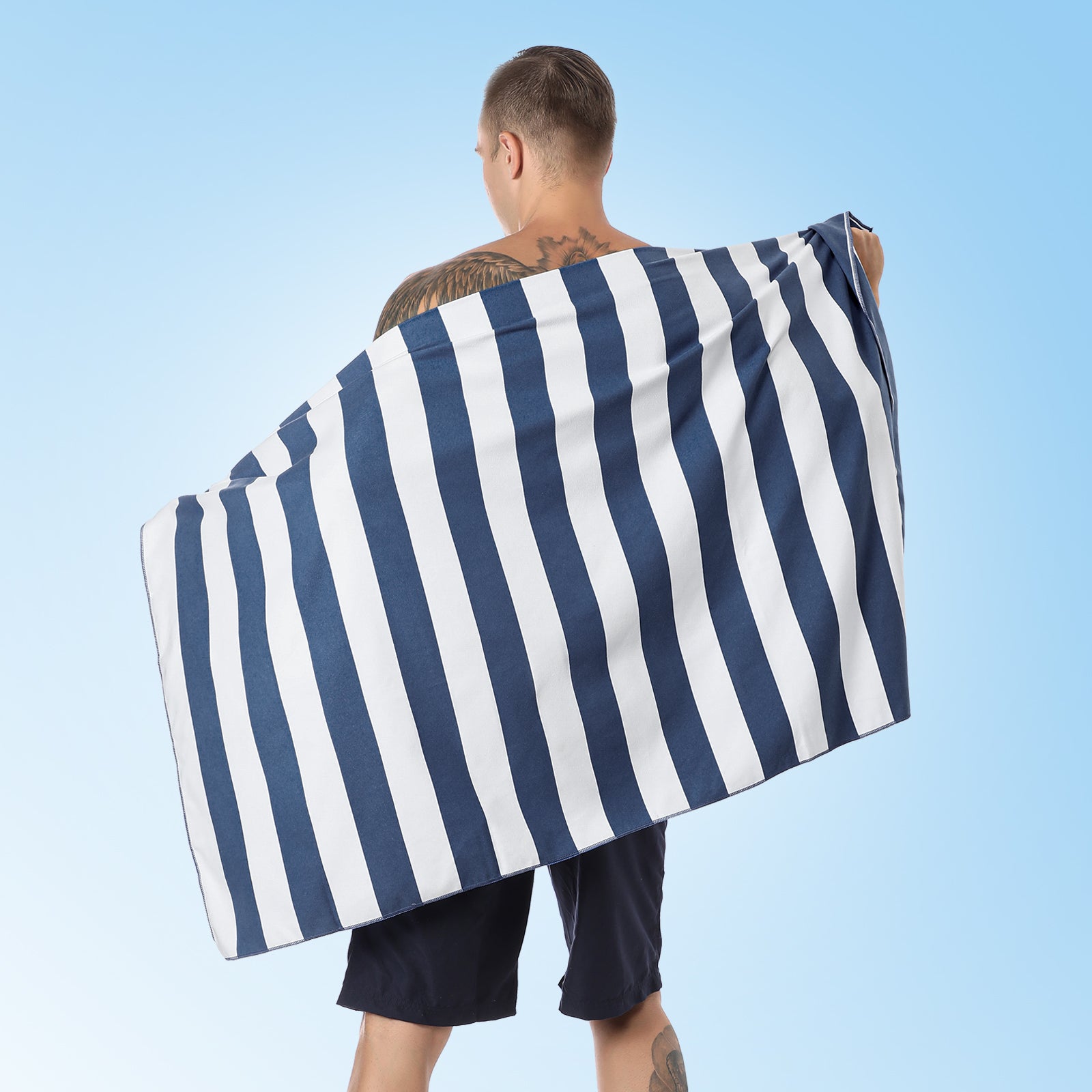 Striped Microfiber Beach Towel Quick Drying Travel Yoga Camping