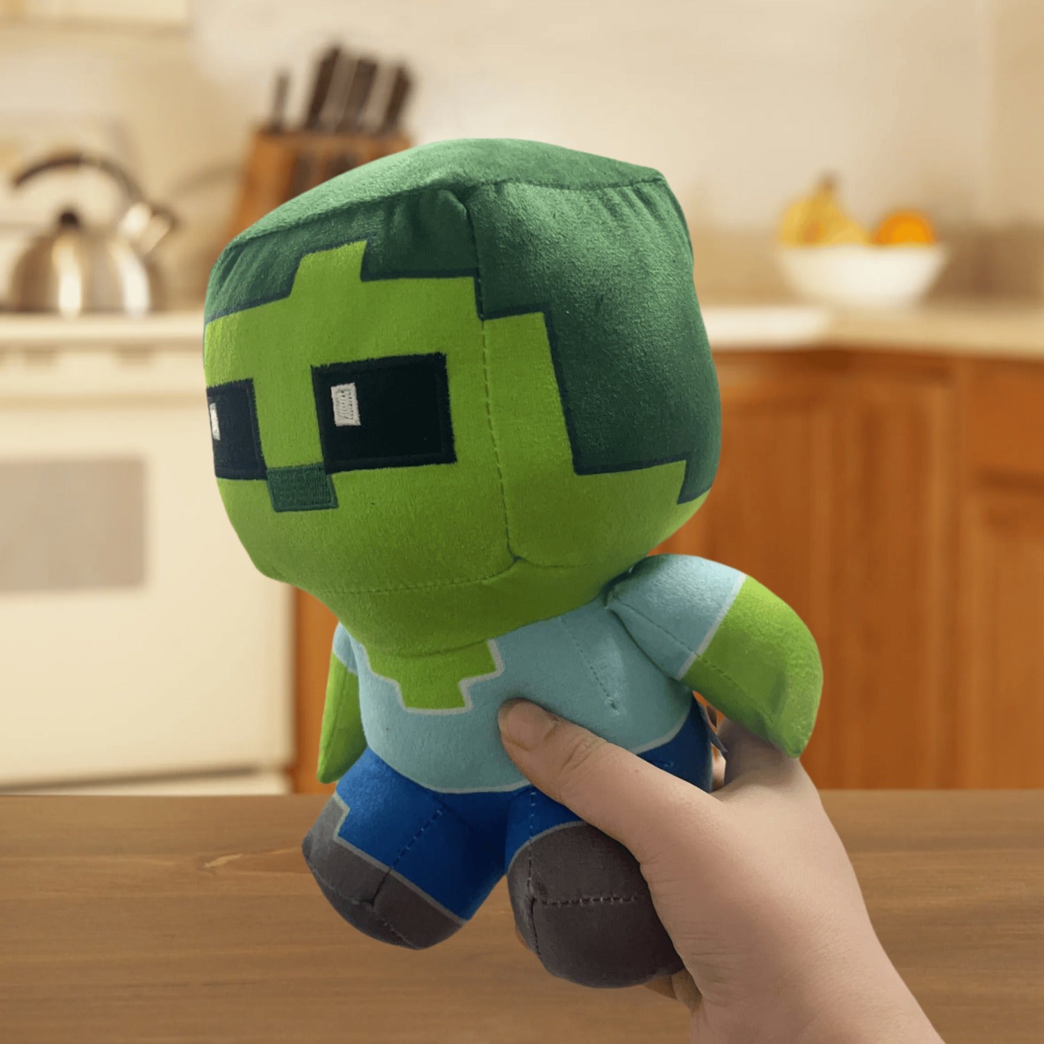 Green Pixel Plush Doll Soft Stuffed Animal Toy with Square Interactive Kids Gift