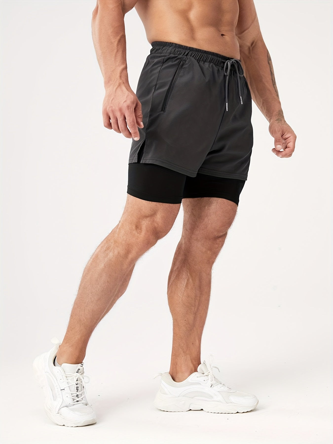 Quick Dry Mid Stretch Shorts Men's Outdoor Gym Workout