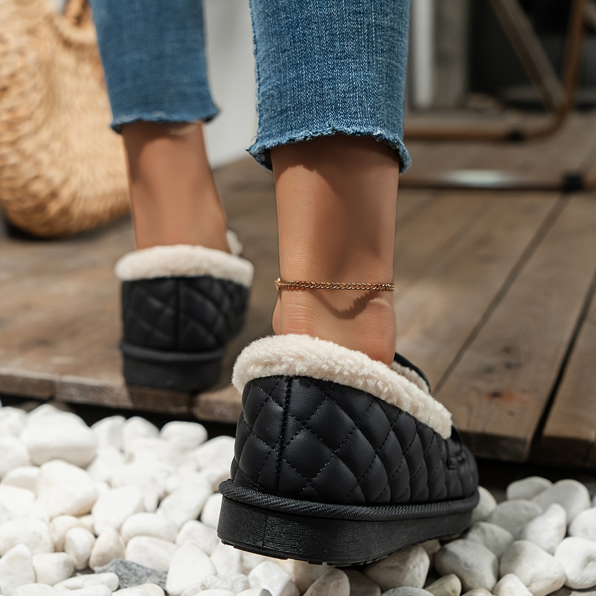 Women's Fleece Flat Loafers Lightweight Shoes