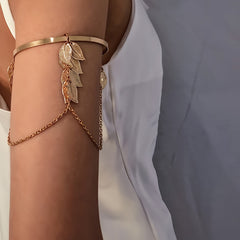 Leaf Shape Arms Band Chain Pendant Metal Band Vintage