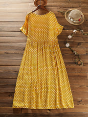  Polka Dot Print Short Sleeve Maxi Dress