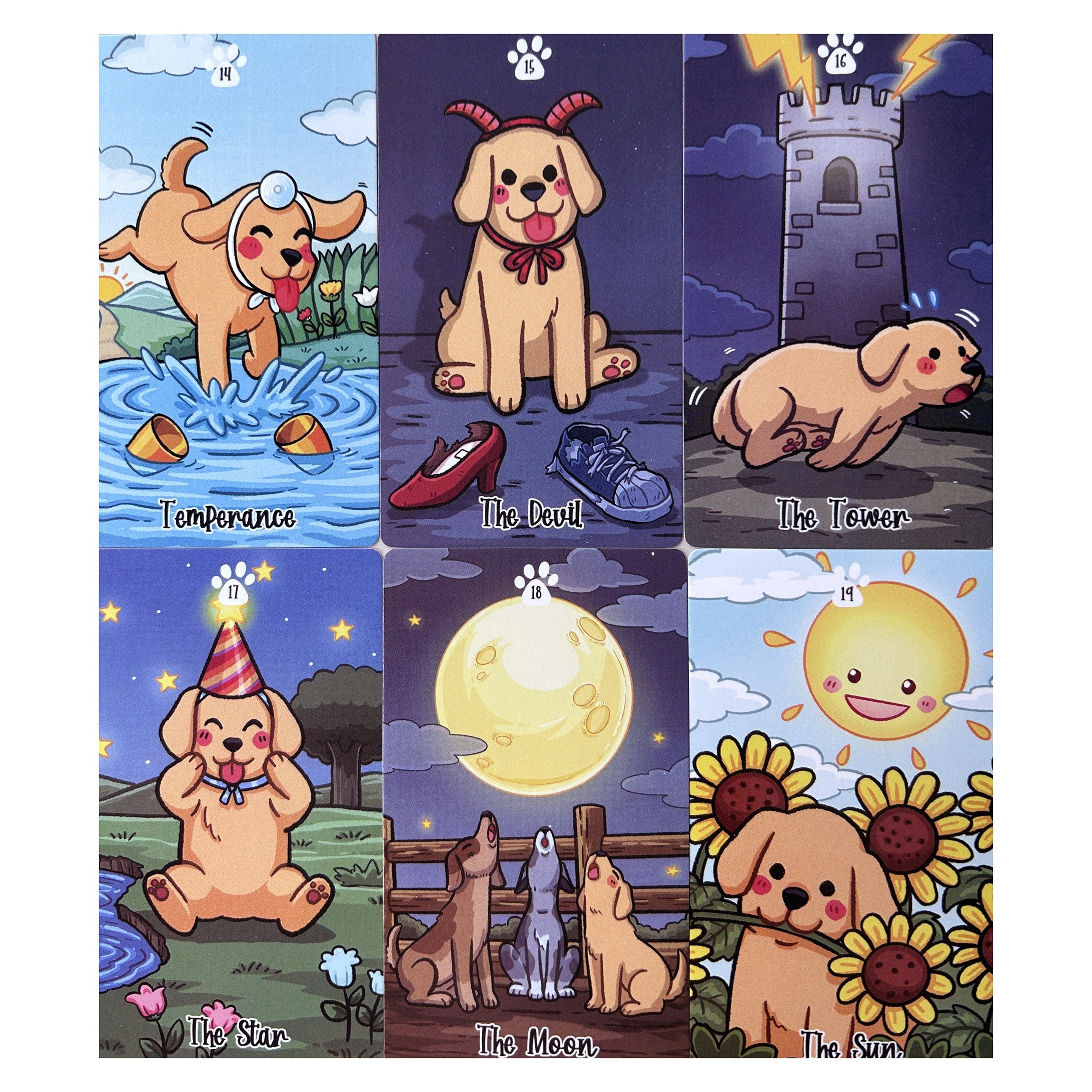 78pcs Cartoon Dog Tarot Card With Study Guide Standard Size Fortune Telling Game