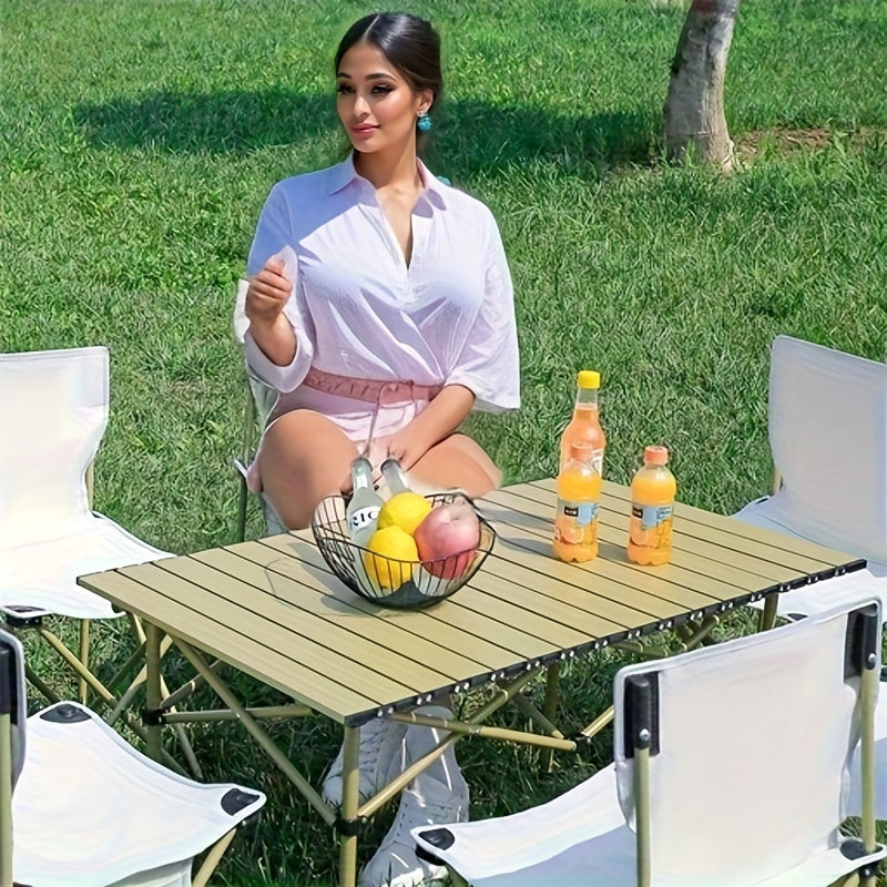 Carbon Steel Roll Up Table Outdoor Camping Folding Table Portable Barbecue Table
