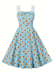  Daisy Print Split Strap A Line Cami Dress
