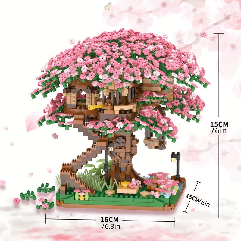 Mini Cherry Bonsai Tree Building Set - Mini Blocks Sakura Tree House Kit