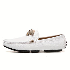 Men's Metallic Decor Loafer Shoes Slip On Moccasin Shoes