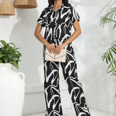 Abstract Print Two Piece Set Casual Outfit