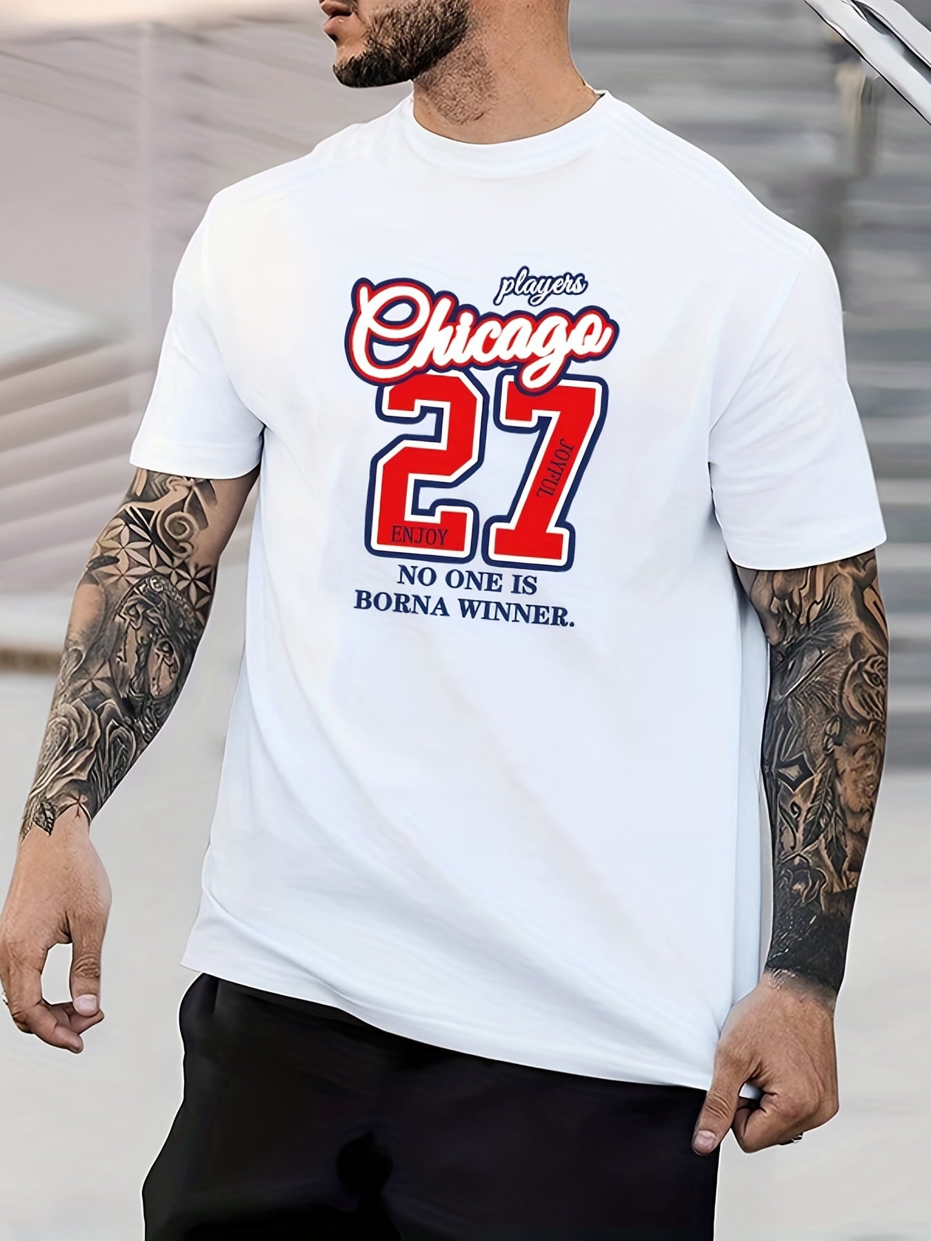 Chicago 27 Graphic Crew Neck T shirt for Men